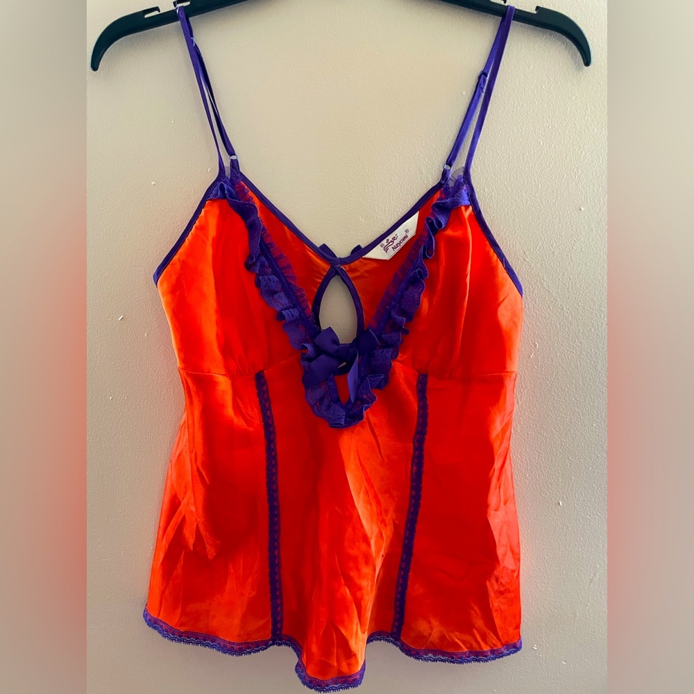 Vintage Nayomi Orange & Purple Lingerie Sleeveless Top Size Medium